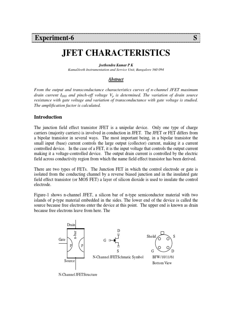 JFET Characterstics | PDF | Field Effect Transistor | Transistor