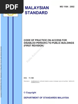 Ms 1184 02 1 Code Of Practice On Access For Disabled Person To Public Buildings Pdf