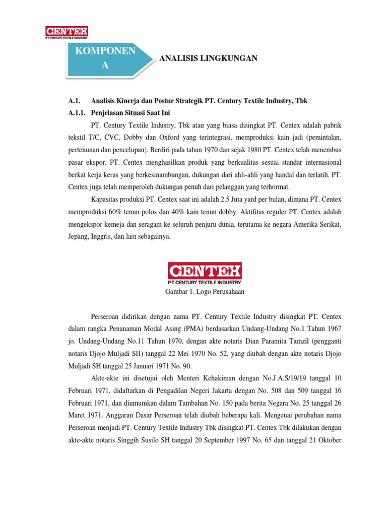 Analisis Kinerja PT Century Textile | PDF