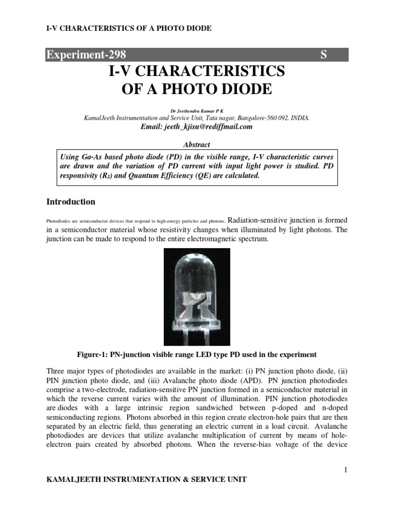 I-V Characterstics of Photodiode | PDF | Diode | P–N Junction