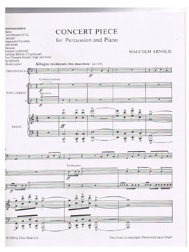 Arnold Concert Piece for Percussion and Piano