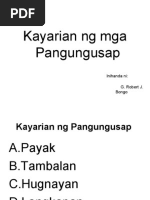Kayarian Ng Mga Pangungusap