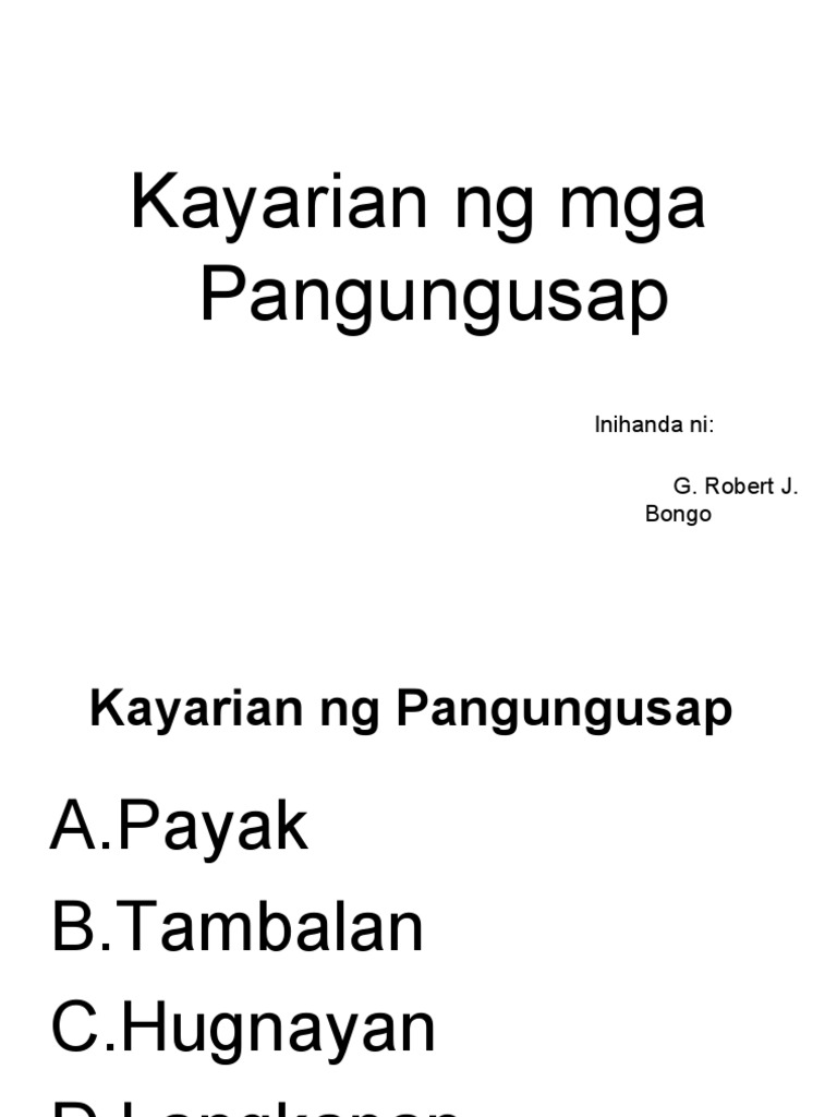Kayarian Ng Mga Pangungusap