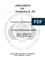 Assignment ON Lean Production & JIT: Presented To: Sir Muhammad Ahmad