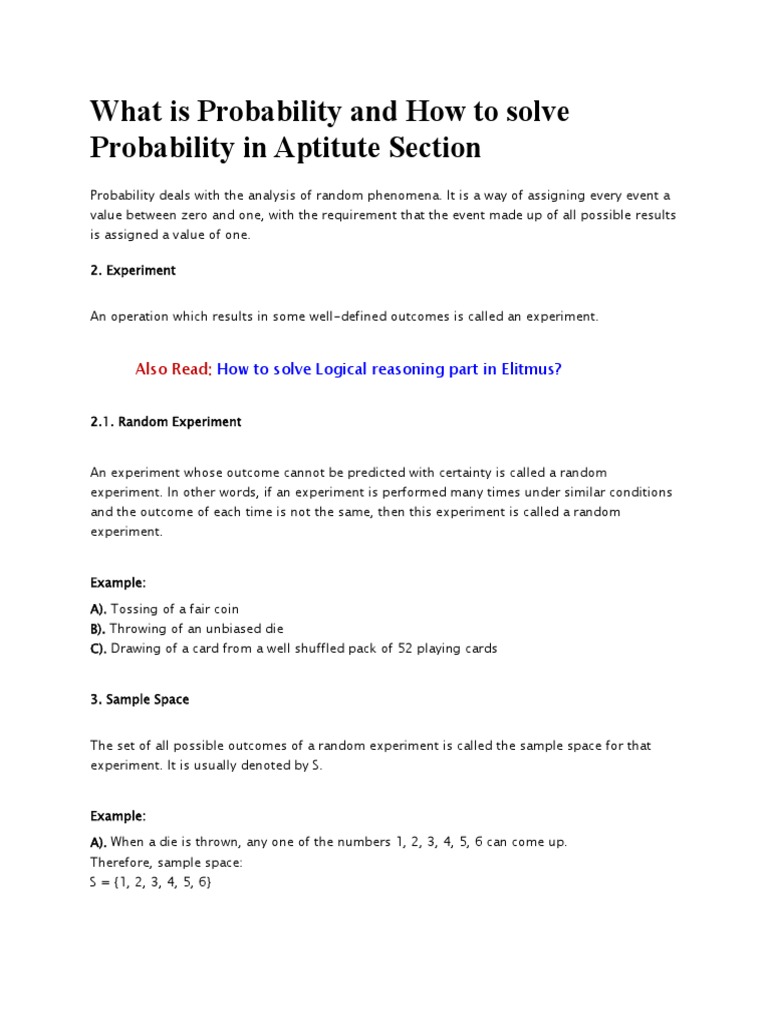 elitmus-aptitude-tips-probability-experiment