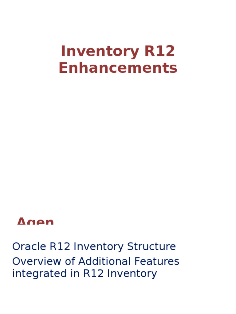 Inventory R12 Enhancements | PDF | Inventory | Software