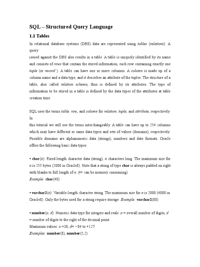 SQL Table Creation and Data Types Guide | PDF | Relational Database ...
