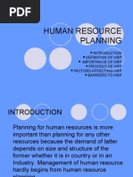 Human Resource Planning: Definition of HRP Importance of HRP Process of HRP Factors Affecting HRP Barriers To HRP