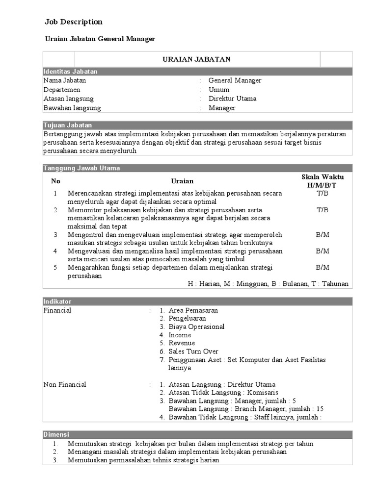Job Description Gm