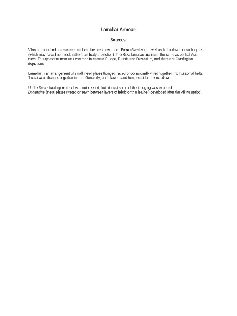 Lamel Armour | PDF | Sheet Metal | Clothing