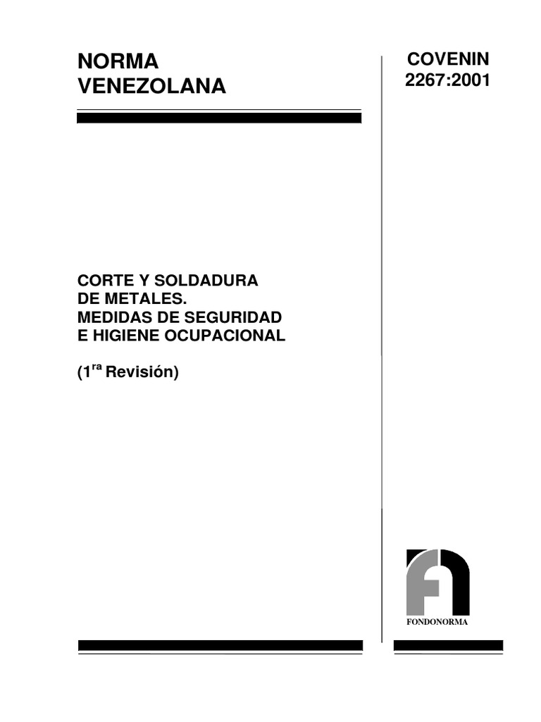 Covenin 2267 2001 Trabajos Soldadura | PDF | Tecnología