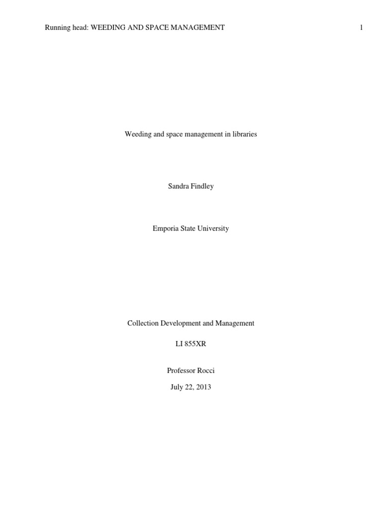 Weeding and Space Management in Libraries | PDF | Libraries | Librarian