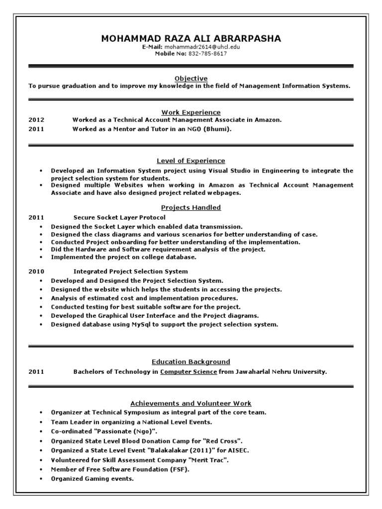 Aspiring MIS Graduate's Profile | PDF
