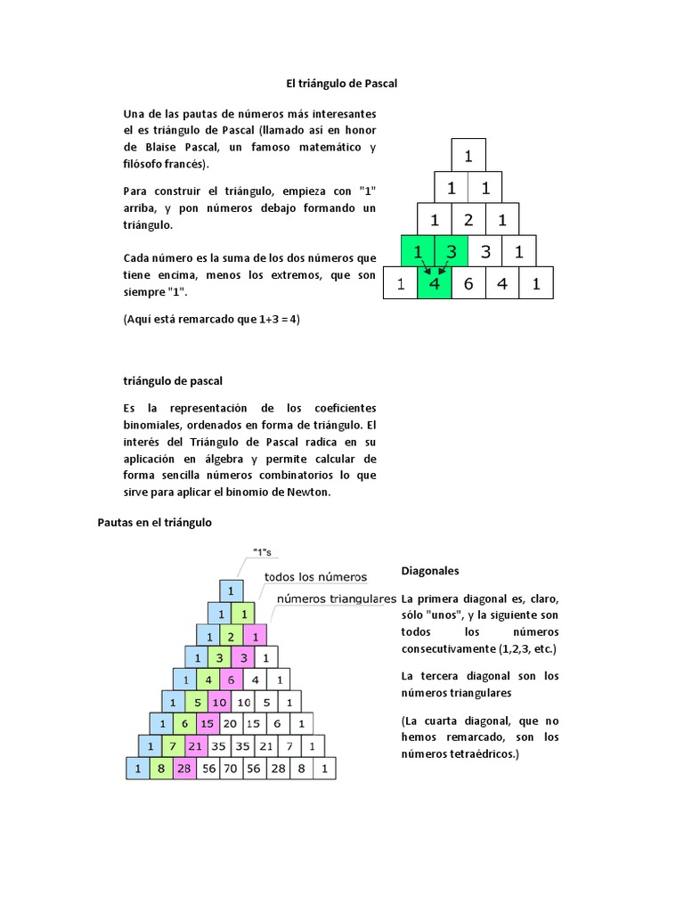 El Triángulo de Pascal | PDF | Objetos matemáticos | Enseñanza de ...