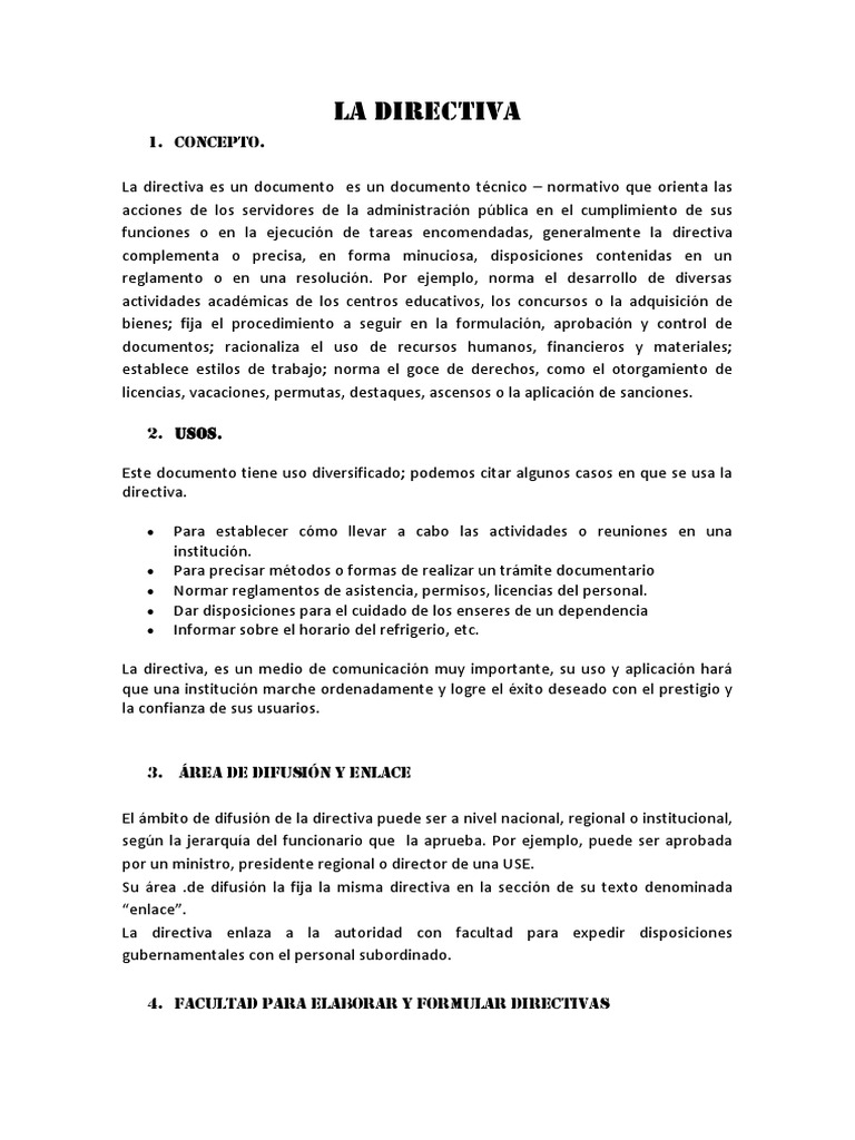 Definición y Estructura de Directivas | PDF | Regulación ...