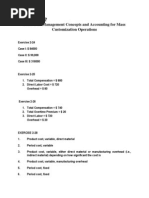 Basic Cost Management Concepts and Accounting For Mass Customization Operations