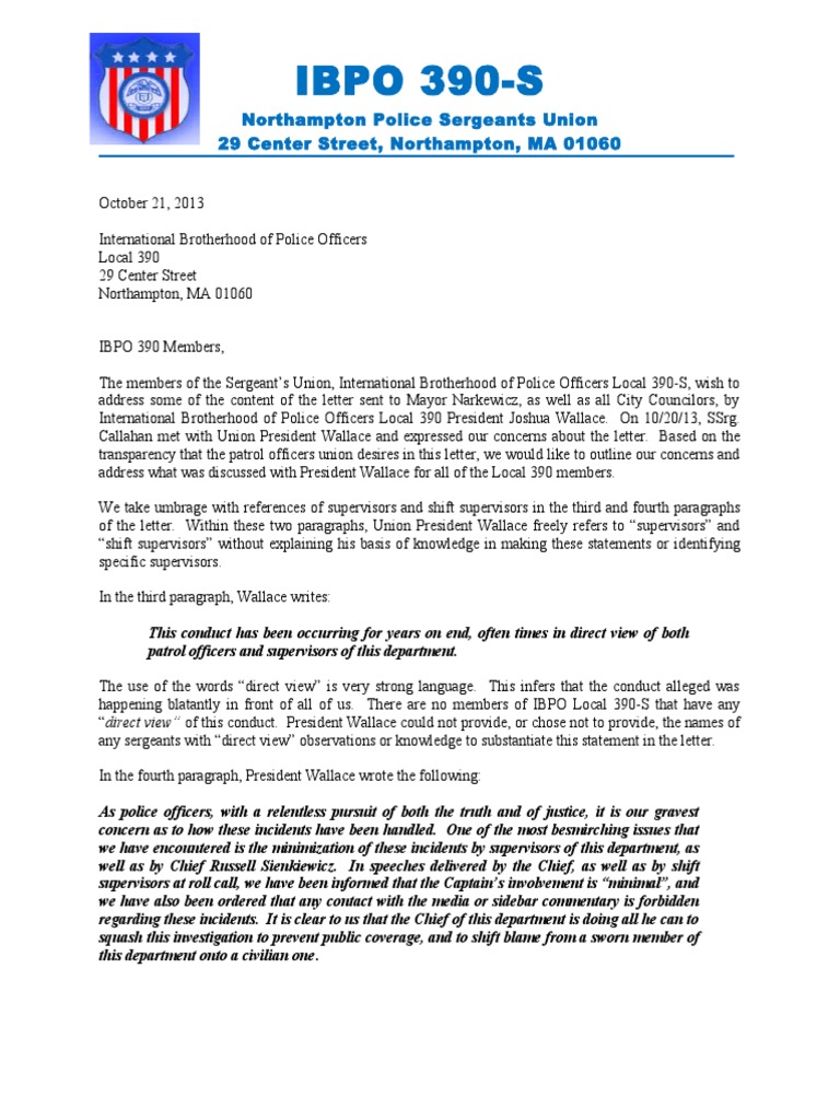 IBPO 390-S Response to Union Letter | PDF | Government | Violence