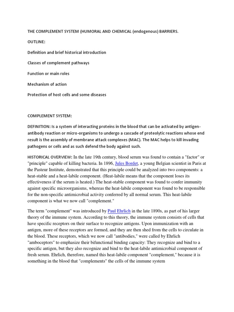 The Complement System | PDF