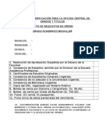 Formato de Verificación para La Oficina Central de Grados y Titulos - Grado Academico Bachiller