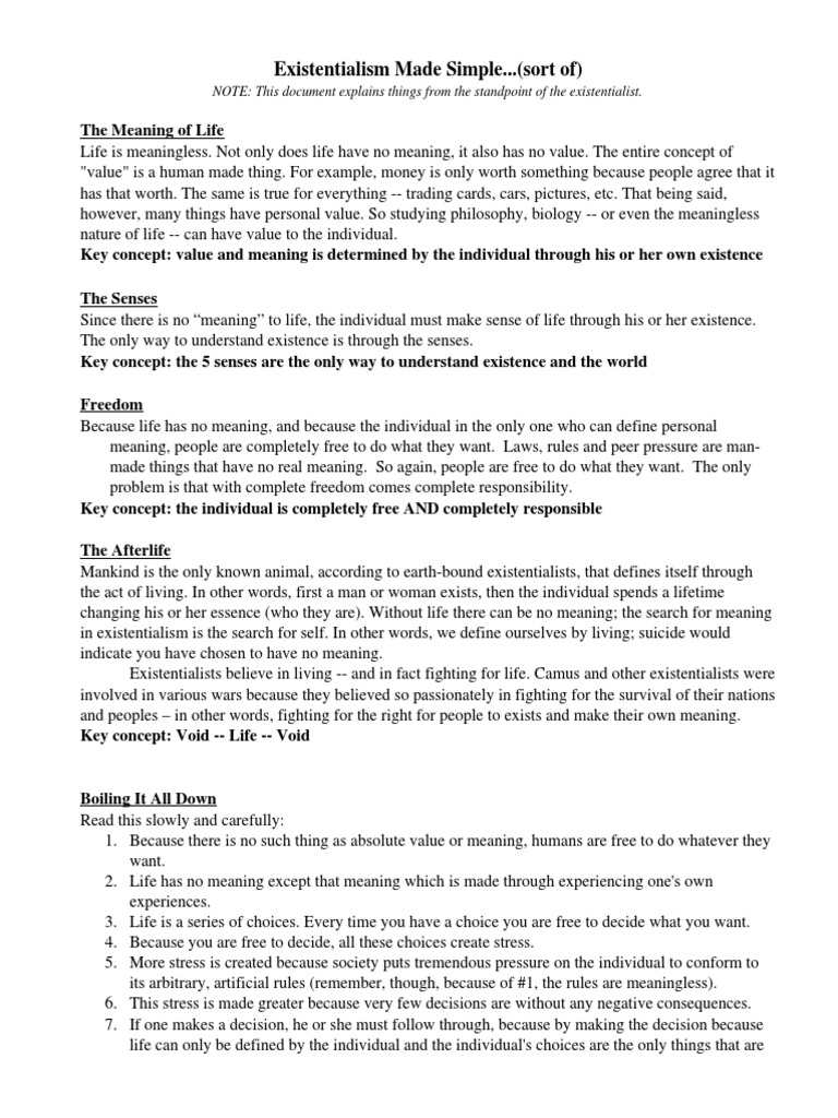 Existentialism Made Simple Existentialism Metaphysics Of Mind