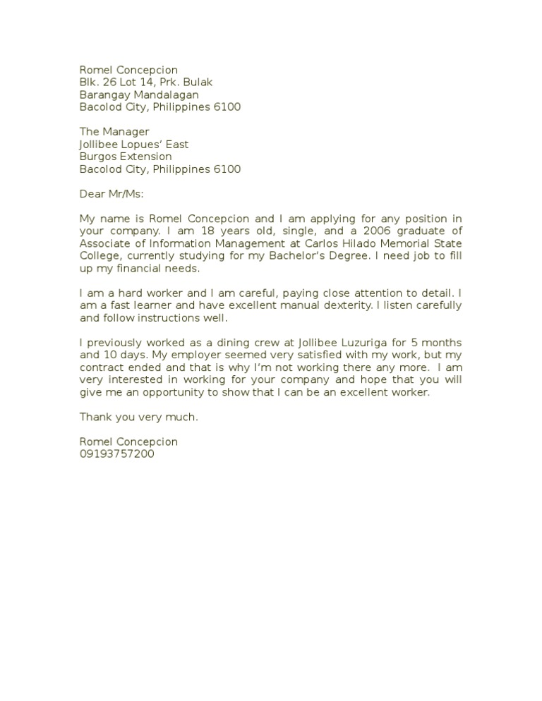 Application Letter Pdf