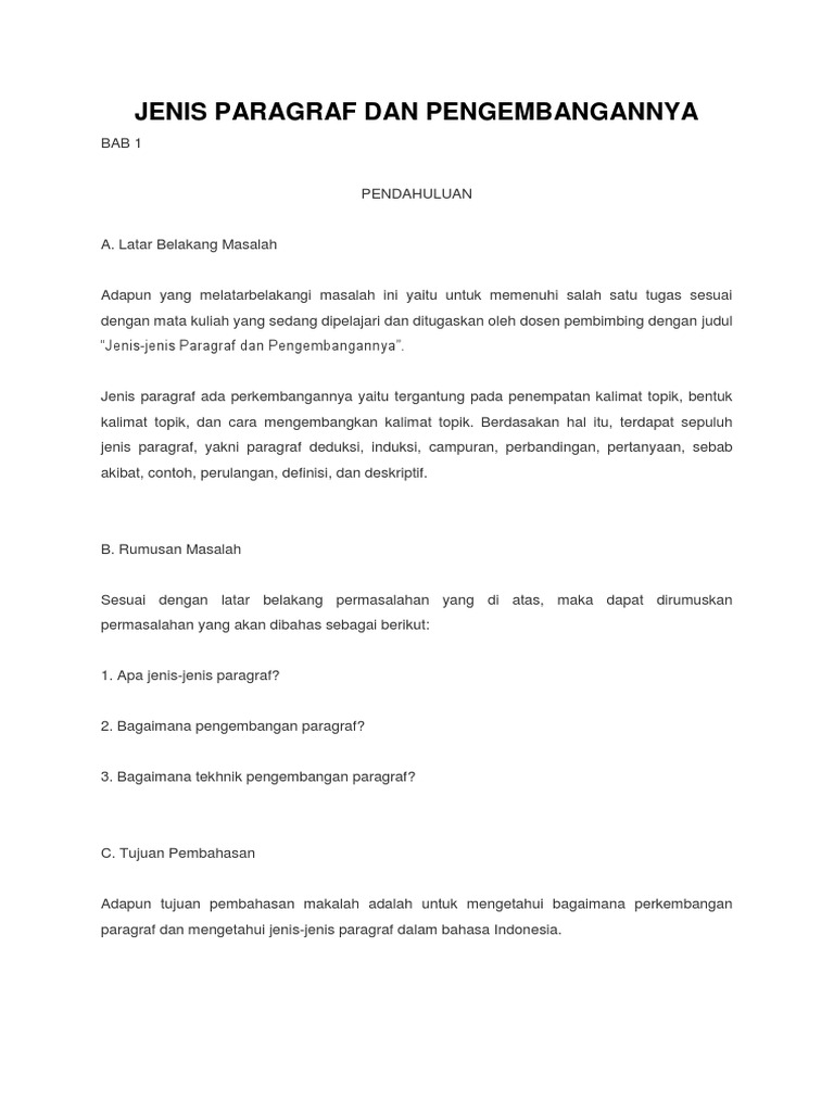 Jenis Paragraf Dan Pengembangannya