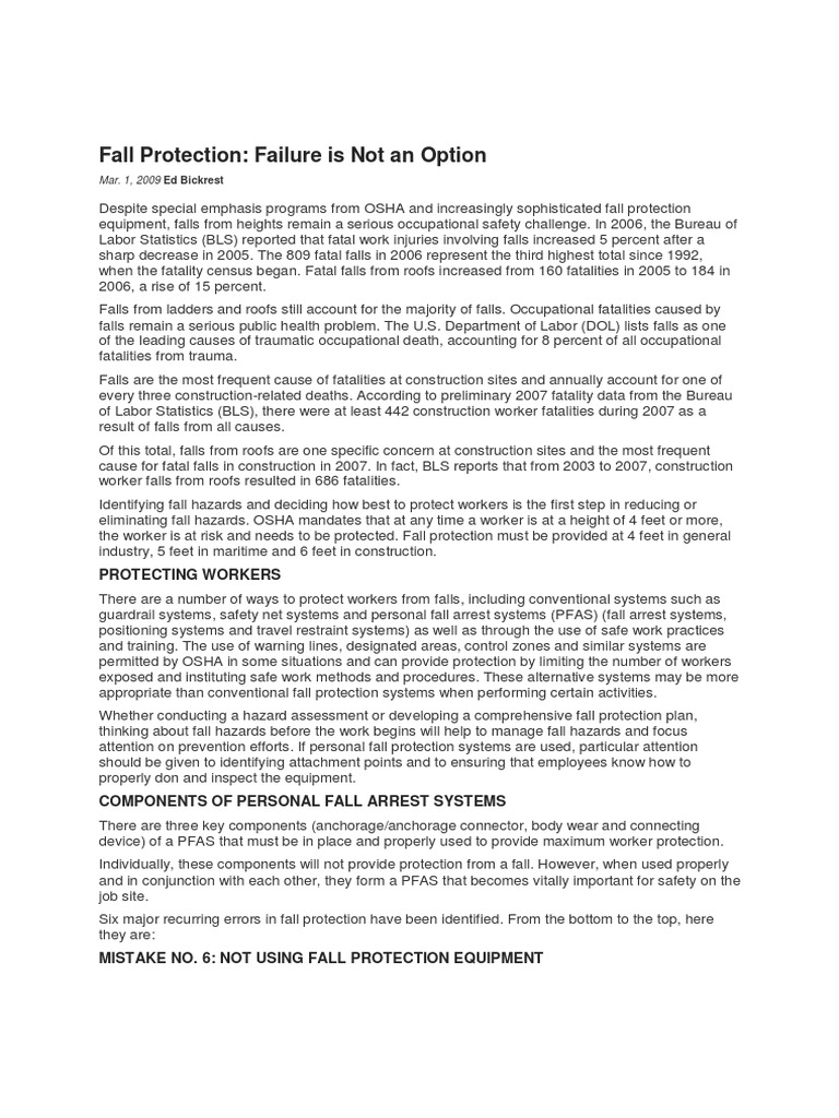 Fall Protection Strategies for Safety | PDF | Occupational Safety And ...
