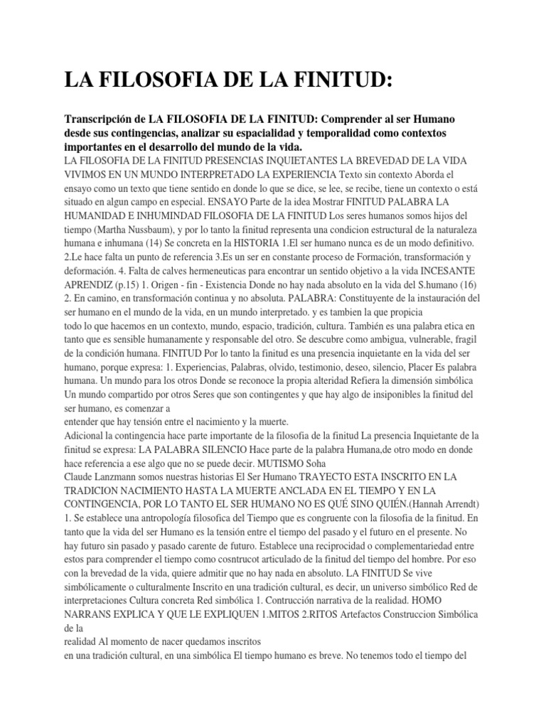 Filosofía de la Finitud Humana | PDF | Homo Sapiens | Los símbolos