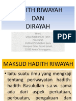 3) Pembahagian Ulum Hadith (RIWAYAH & DIRAYAH)