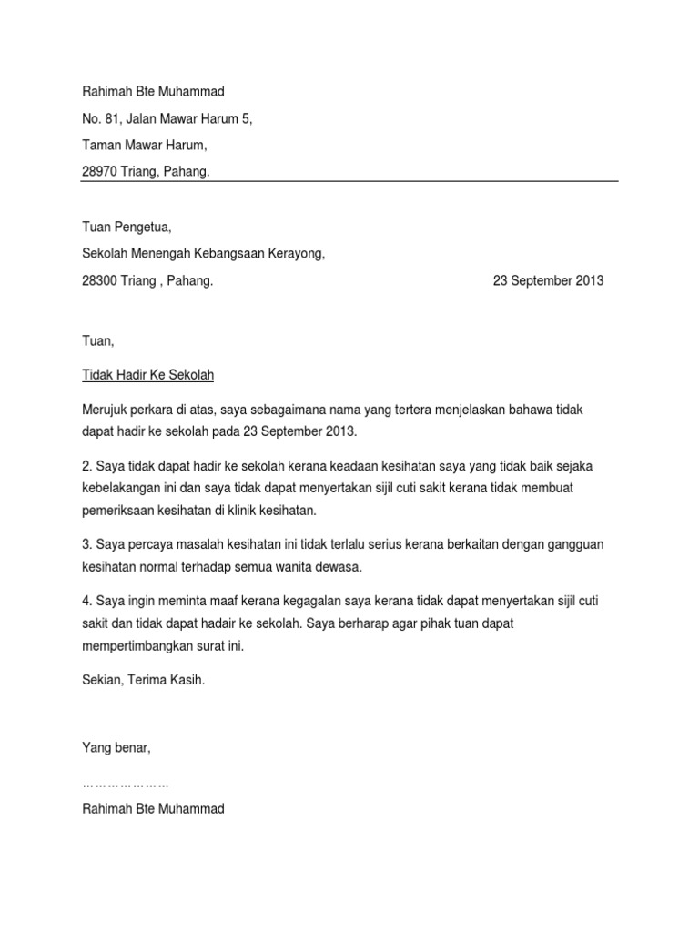 Format Surat Rasmi Sekolah