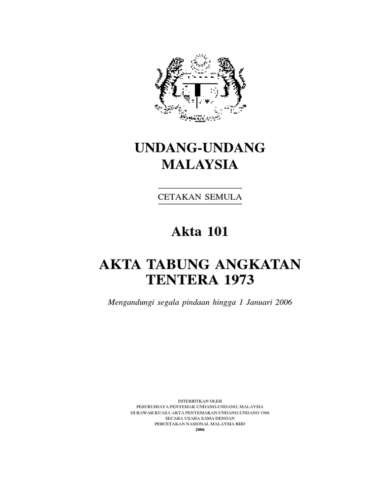 Akta 101 Akta Tabung Angkatan Tentera Pdf