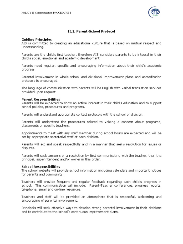 Parent School Protocol | PDF