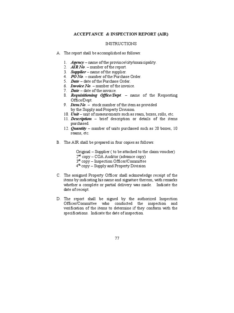 Acceptance & Inspection Report (Air) : ND RD TH | PDF | Law