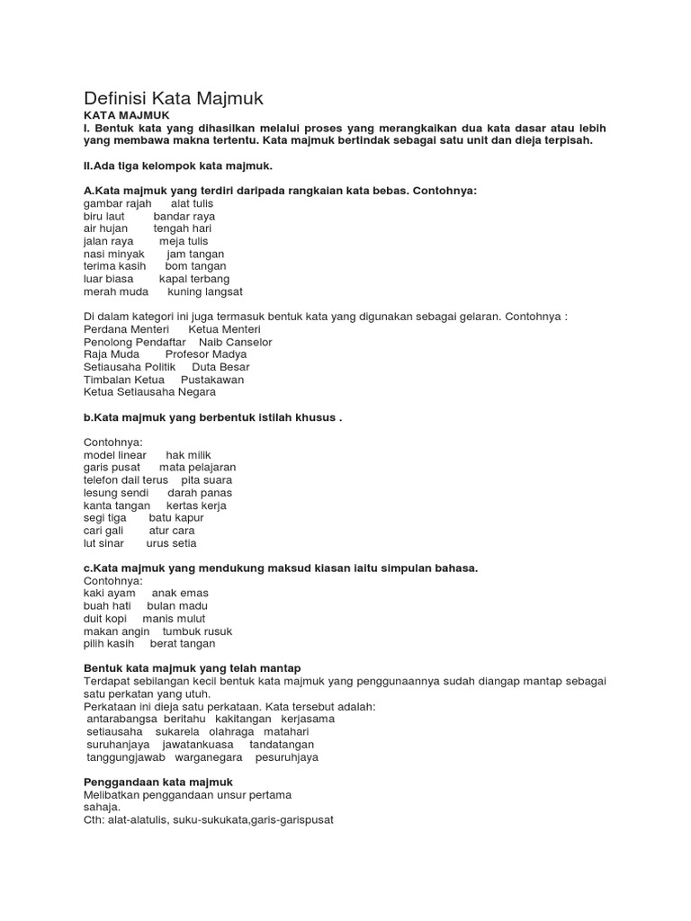 Definisi Kata Majmuk Pdf