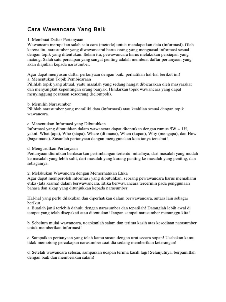 Cara Wawancara Yang Baik