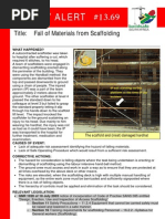 BSA Alert 13.69 Fall of Materials From Scaffolding