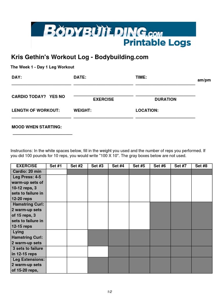 Kris Gethin Workout | PDF | Aerobic Exercise | Physical Exercise