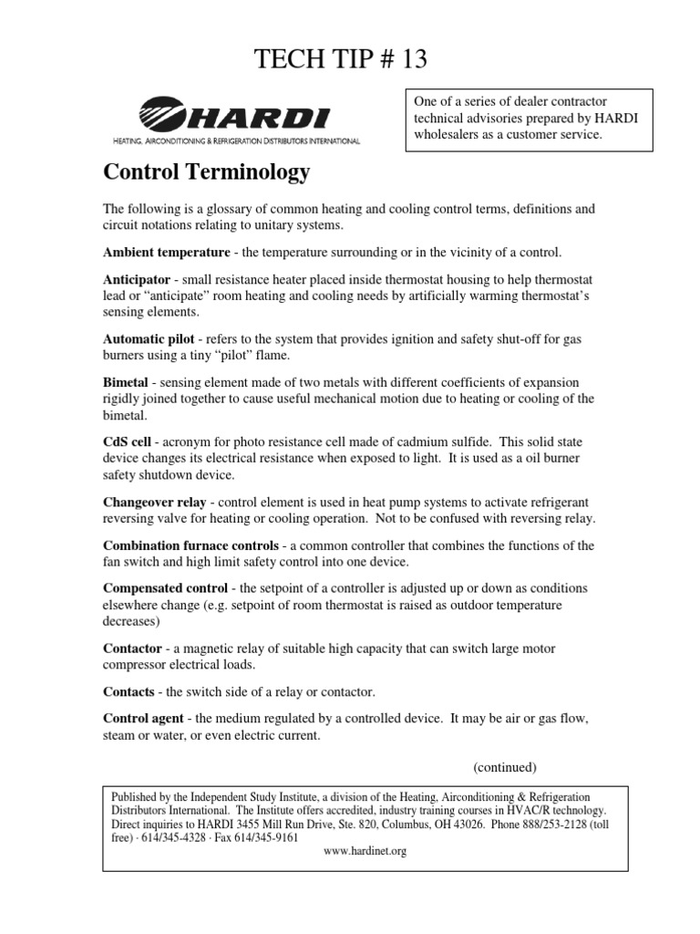 13-Control Terminology-A Glossary of Terms | PDF | Thermostat | Switch