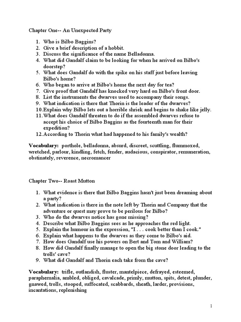 the hobbit essay questions