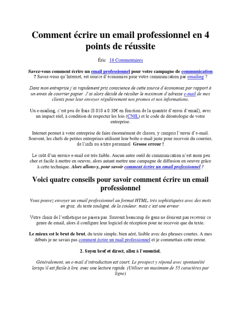 Rédiger un email professionnel efficace | PDF | Spam | Cyberespace