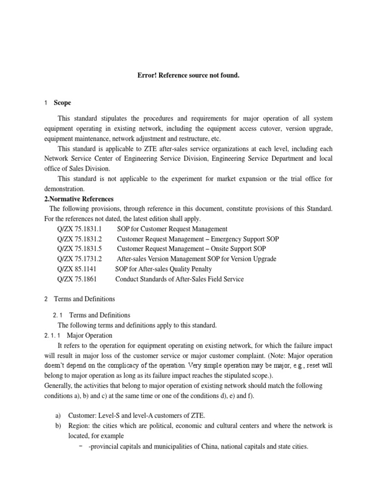Major Operations SOP for Network Services | PDF | Expert | Engineering