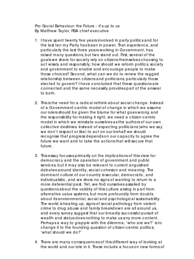 Pro-Social Strategy for Citizen Engagement | PDF | Democracy ...