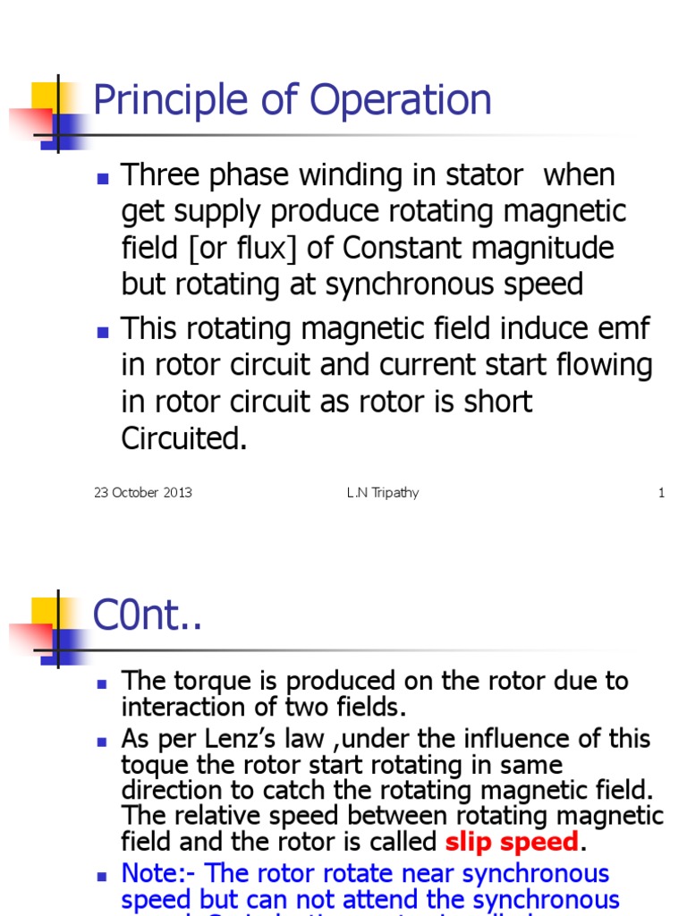 Principle of Operation: 23 October 2013 L.N Tripathy 1 | PDF | Electric ...