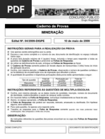 PROVA IFRN - Professor_Mineracao