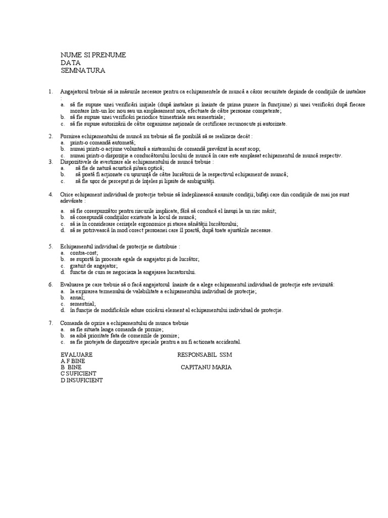 SSM Testantworten