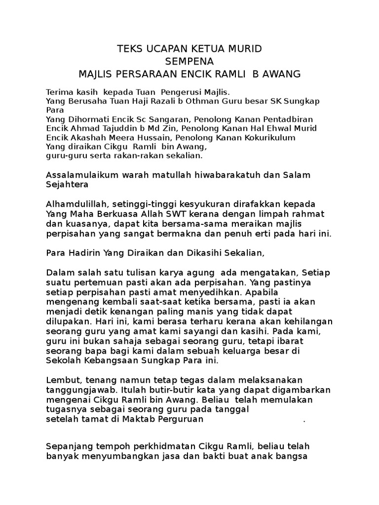 Teks Ucapan Persaraan Cg Ramli Pdf