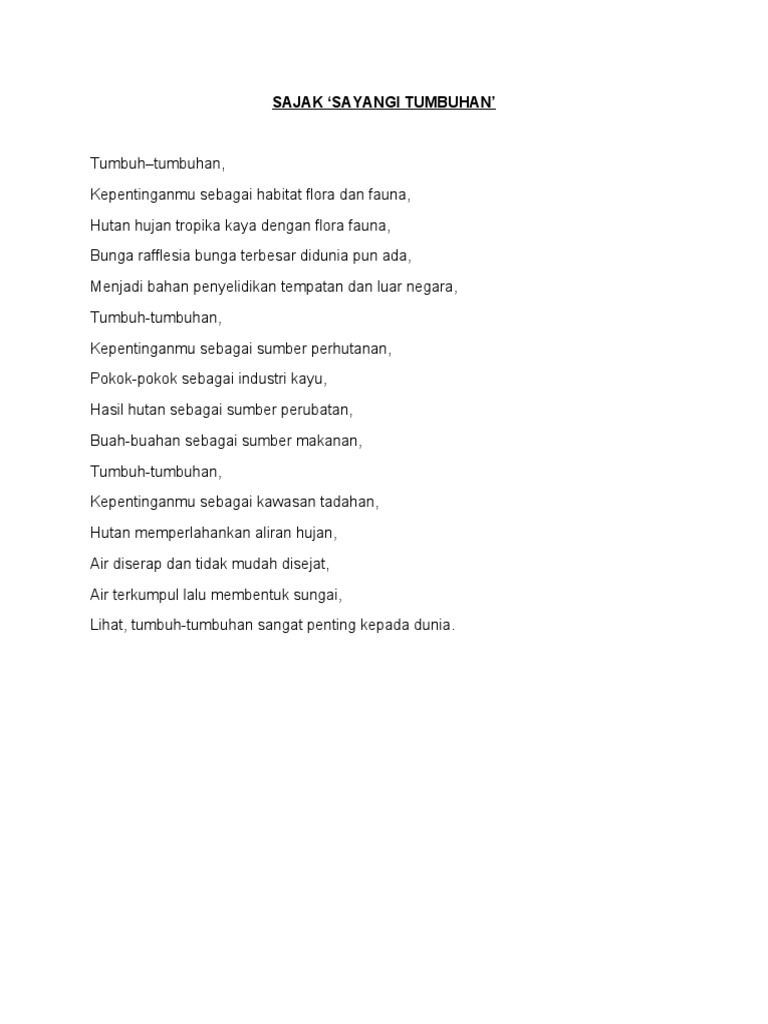 Sajak Kepentingan Hutan Pdf