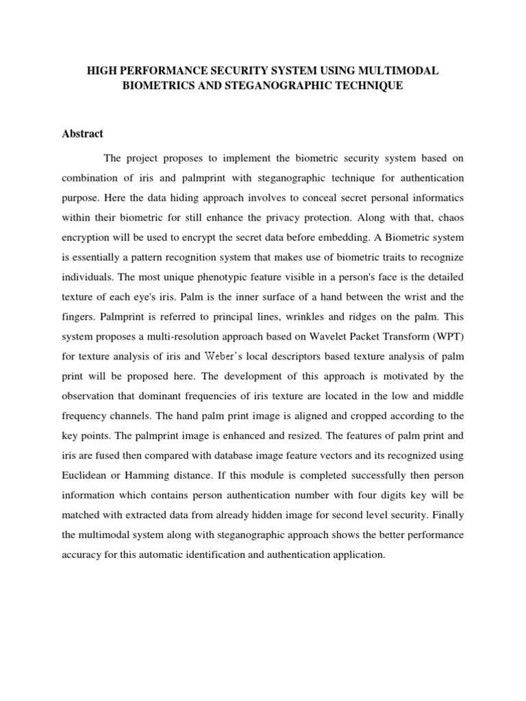 Multimodal biometrics phd thesis topics