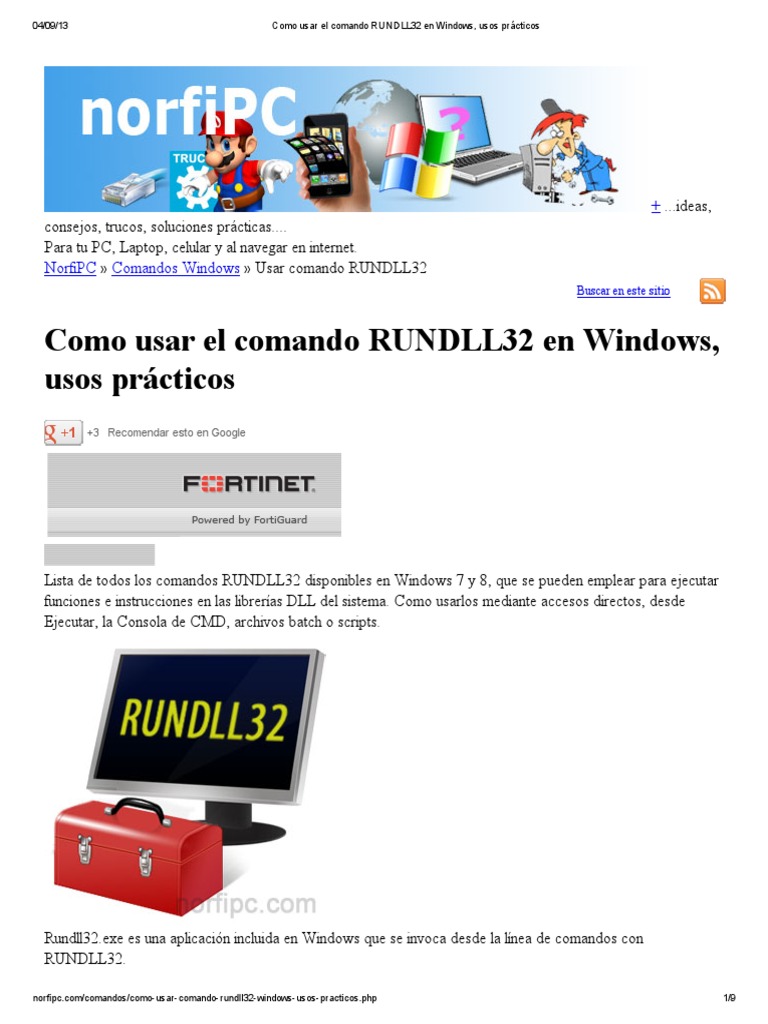 Como Usar El Comando RUNDLL32 en Windows, Usos Prácticos | PDF ...
