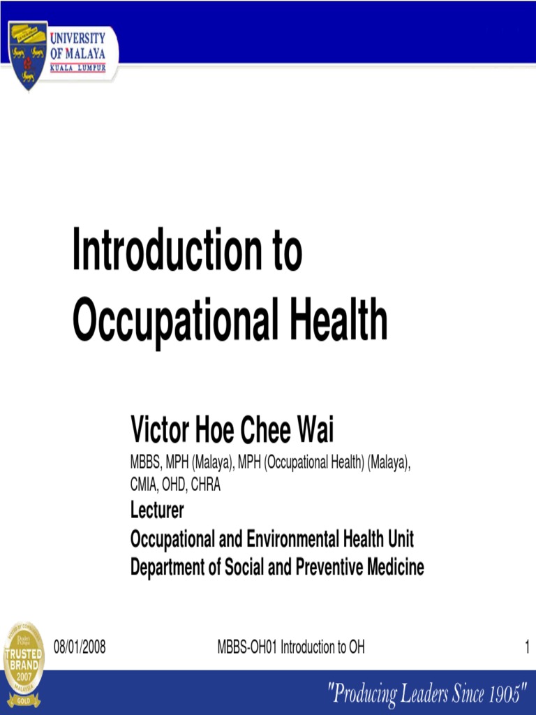 Introduction To Occupational Health PDF PDF Occupational Safety And